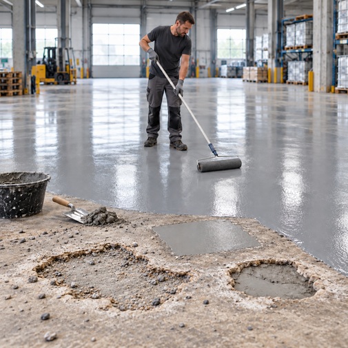 Industrieboden sanieren – großflächige Sanierung eines verschlissenen Industriebodens
